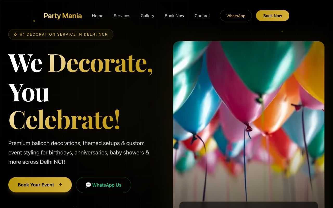 Party Mania - Event Booking